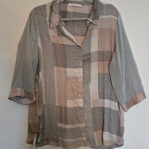 Patterned Button-Up Blouse